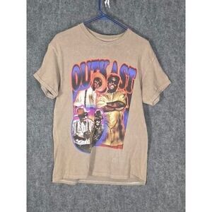 Outkast Graphic T-Shirt Mens Medium Tan Brown Hip Hop Rap Tee Andre 3000 Big Boi